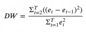 Durbin Watson Statistic - Formula