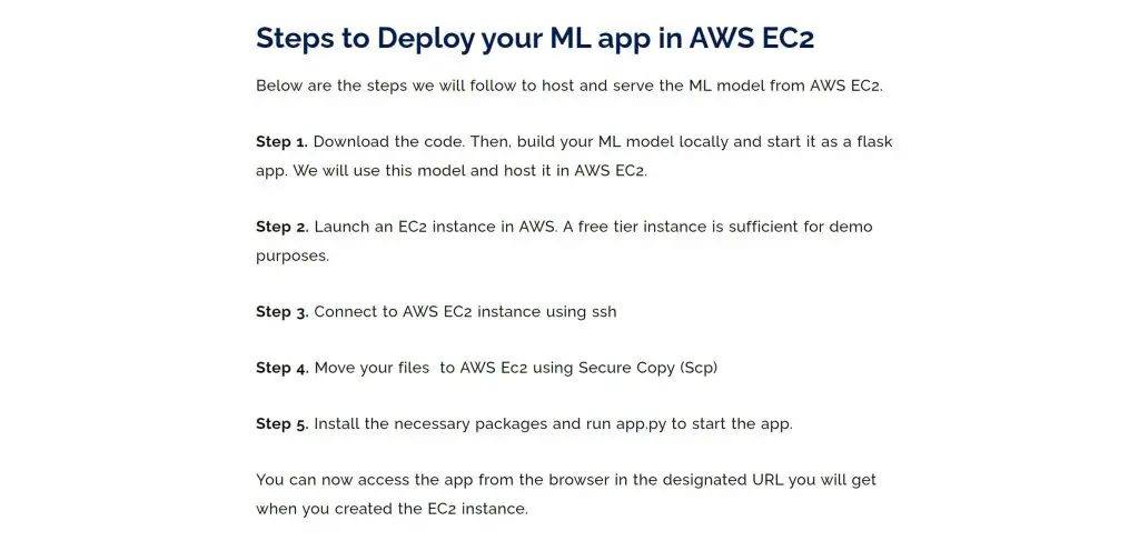 Steps to Deploy your ML app in AWS EC2